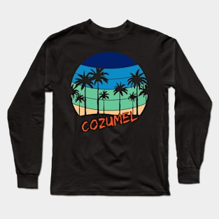 Cozumel Retro Vintage Sunset Beach Design Long Sleeve T-Shirt